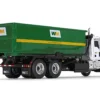 Mack Granite MP Refuse Garbage Truck with Tub Style Roll Off Container Waste Management White and Green 1/87 HO Diecast Model First Gear 80-0356D