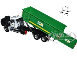Mack Granite MP Waste Management Garbage Truck with Ribbed Roll Off Container White 1/34 Diecast Model First Gear FG10-4305D