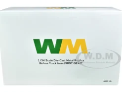 Mack Granite MP Waste Management Garbage Truck with Ribbed Roll Off Container White 1/34 Diecast Model First Gear FG10-4305D