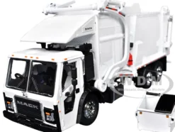Mack LR Refuse Garbage Truck with McNeilus Meridian Front Loader White with Trash Bin 1/64 Diecast Model by DCP/First Gear