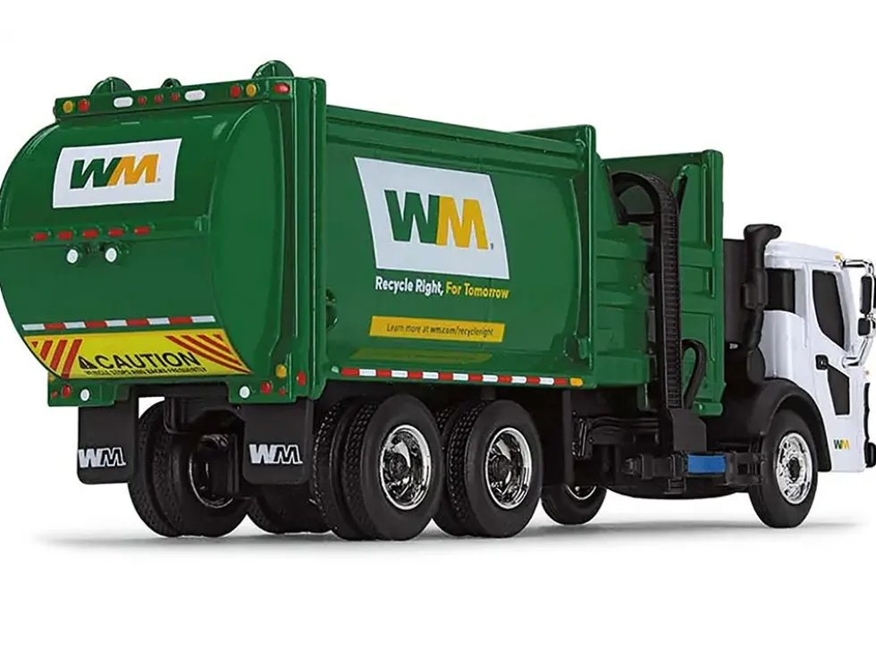 Mack LR Refuse Garbage Truck with McNeilus ZR Side Loader Waste Management White and Green 1/87 HO Diecast Model First Gear 80-0355D