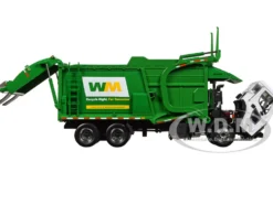 Mack LR Waste Management Refuse Garbage Truck with McNeilus Meridian Front Loader White and Green with Trash Bin 1/34 Diecast Model First Gear FG10-4292D
