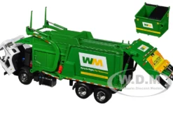 Mack LR Waste Management Refuse Garbage Truck with McNeilus Meridian Front Loader White and Green with Trash Bin 1/34 Diecast Model First Gear FG10-4292D