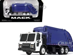 Mack LR with McNeilus Rear Load Refuse Body Blue and White 1/87 Diecast Model First Gear 80-0352