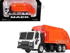 Mack LR with McNeilus Rear Load Refuse Body Orange and White 1/87 Diecast Model First Gear 80-0353