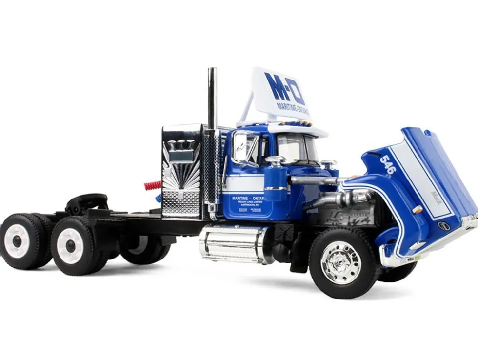 Mack Super-Liner with 36" Vintage Sleeper and 40' Vintage Trailer with Reefer "Maritime-Ontario" Blue with White Stripes "Legacy" Series #4 1/64 Diecast Model by DCP/First Gear