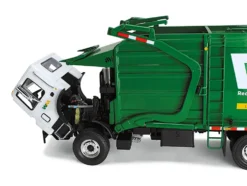 Mack TerraPro Waste Management Refuse Garbage Truck with Wittke Front Load White and Green with Garbage Bin 1/34 Diecast Model First Gear 10-4001D