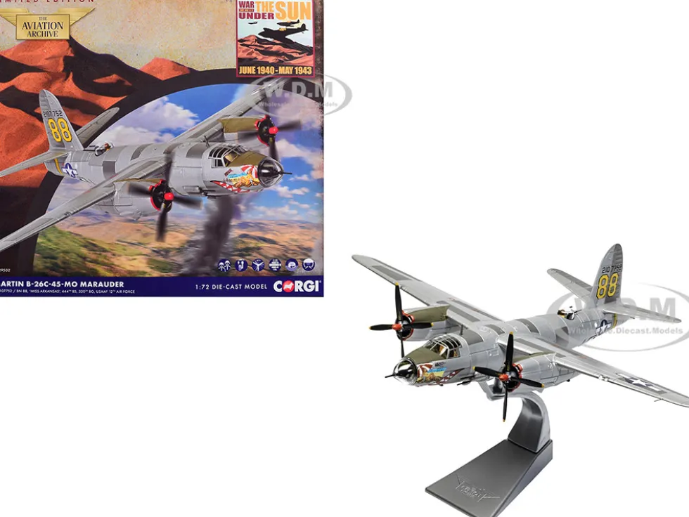 Martin B-26C-45-MO Marauder Aircraft "42-107752, Miss Arkansas, 444th BS, 320th BG, 12th Air Force" (1944) United States Army Air Forces "The Aviation Archive" Series 1/72 Diecast Model by Corgi