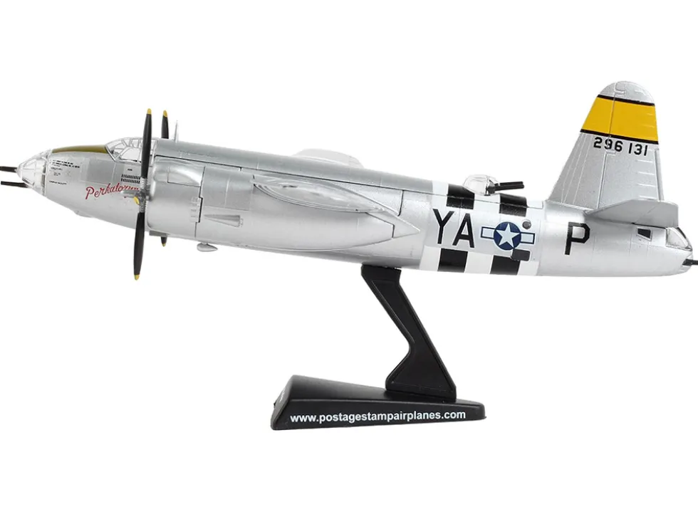 Martin B 26 Marauder Bomber Aircraft Perkatory II 386th Bomb Group 555th Bomb Squadron United States Army Air Forces 1/107 Diecast Model Airplane Postage Stamp PS5562-3