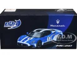 Maserati MC20 #1 Blue with White Stripes and Black Top "Maserati Performance Experience" 1/64 Diecast Model Car by BBR