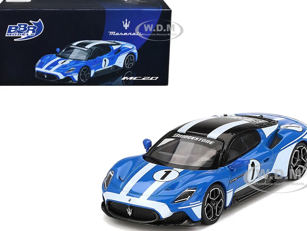 Maserati MC20 #1 Blue with White Stripes and Black Top "Maserati Performance Experience" 1/64 Diecast Model Car by BBR