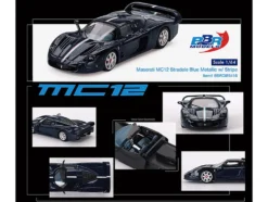 Maserati MC12 Stradale Blue Metallic with White Stripe 1/64 Diecast Model Car by BBR