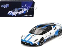 Maserati MC20 #2 White with Blue Stripes and Black Top