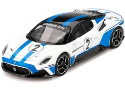 Maserati MC20 #2 White with Blue Stripes and Black Top