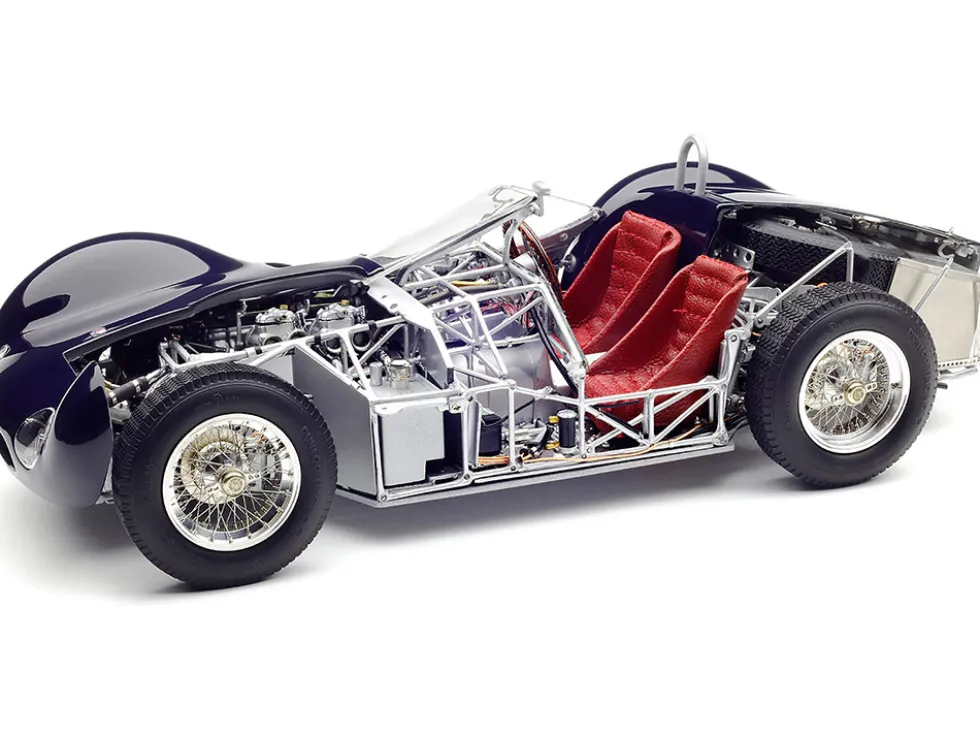 Maserati Tipo 60/61 "Birdcage" Dark Blue "Cut-Off Model" Limited Edition to 200 pieces Worldwide with Showcase and Baseplate 1/18 Diecast Model Car by CMC