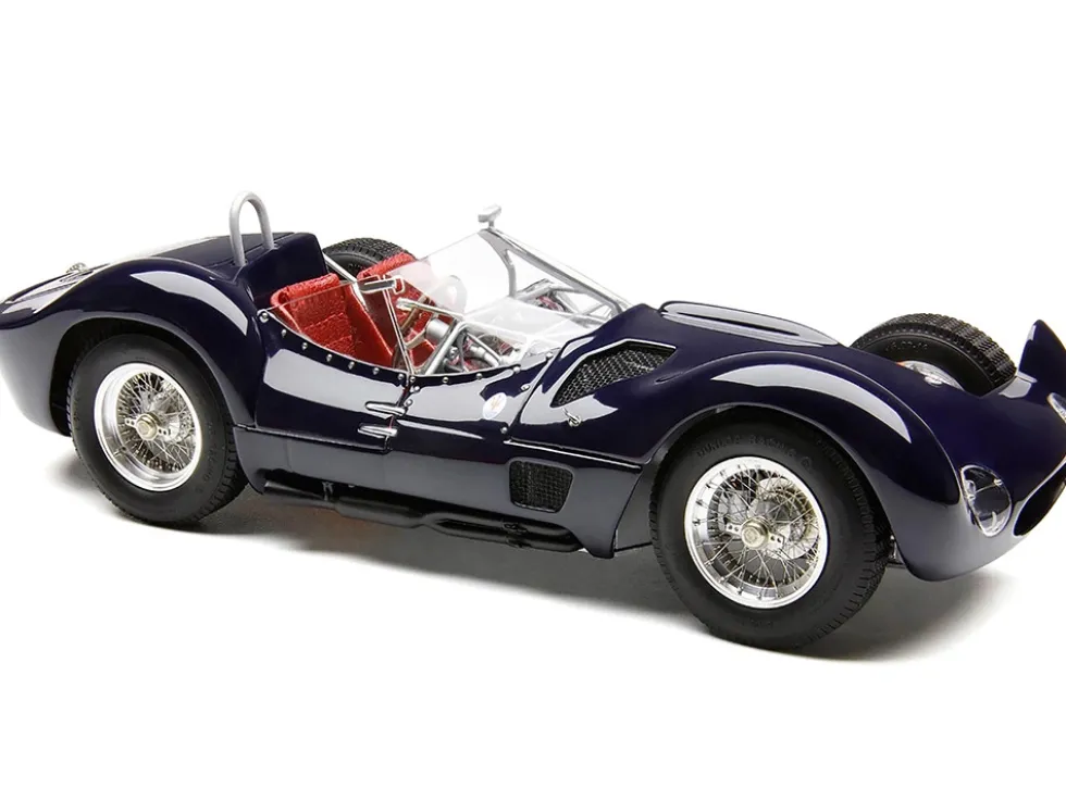 Maserati Tipo 60/61 "Birdcage" Dark Blue "Cut-Off Model" Limited Edition to 200 pieces Worldwide with Showcase and Baseplate 1/18 Diecast Model Car by CMC