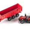 Massey Ferguson 8480 Dyna VT Tractor Red with Silver Top and Krampe Dump Trailer Red 1/87 HO Diecast Models Siku SK1844