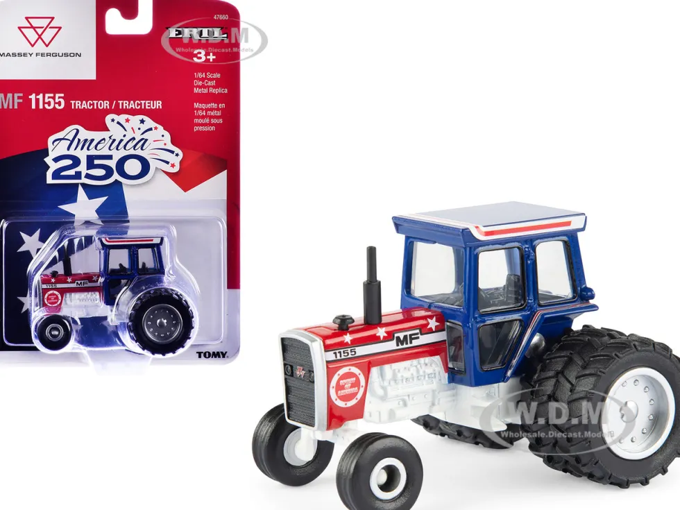 Massey Ferguson 1150 Tractor with Dual Wheels "America 250" Red and Blue 1/64 Diecast Model by ERTL TOMY