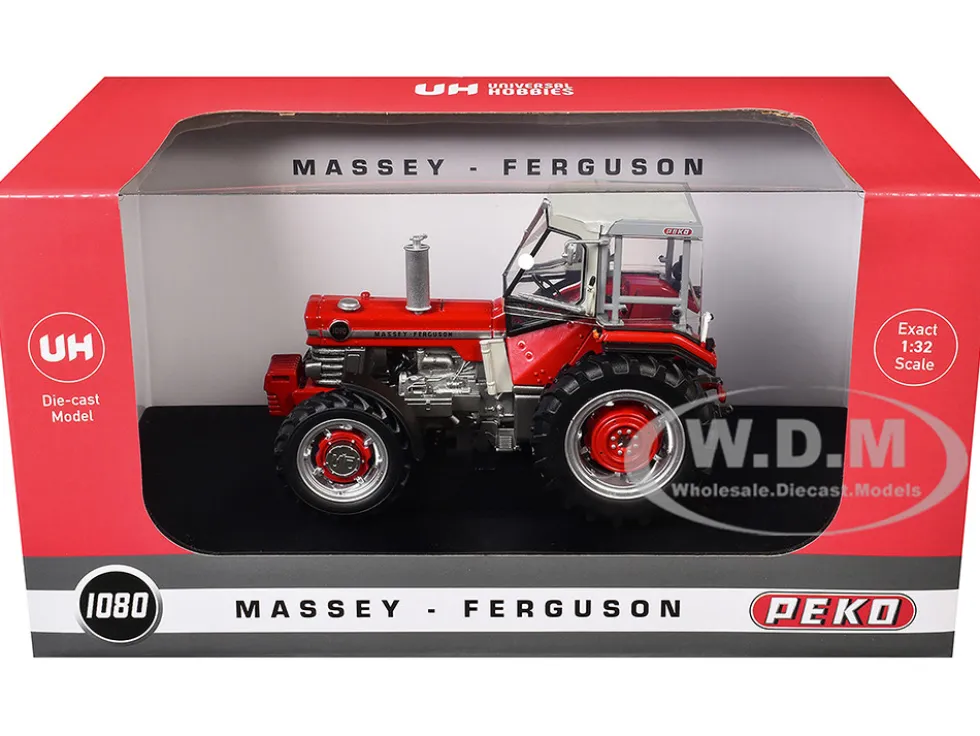 Massey Ferguson 1080 4WD Tractor with PEKO Cabin Red with Gray Top 1/32 Diecast Model by Universal Hobbies