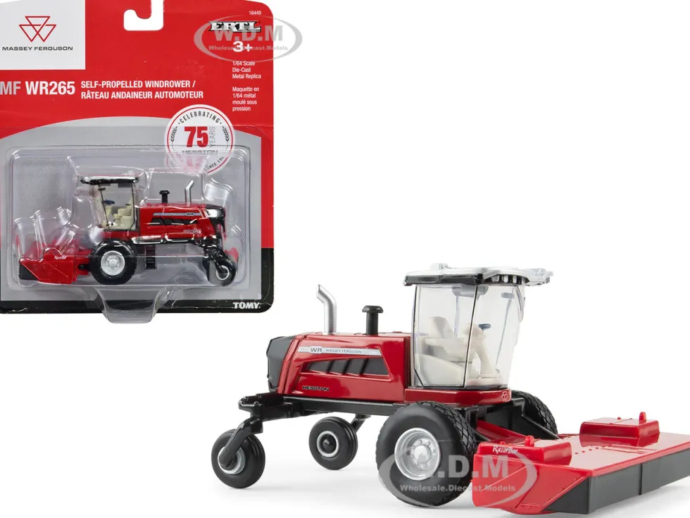 Massey Ferguson WR265 Self-Propelled Windrower Red Silver Top 75 Years of Hesston 1/64 Diecast Model ERTL TOMY 16449