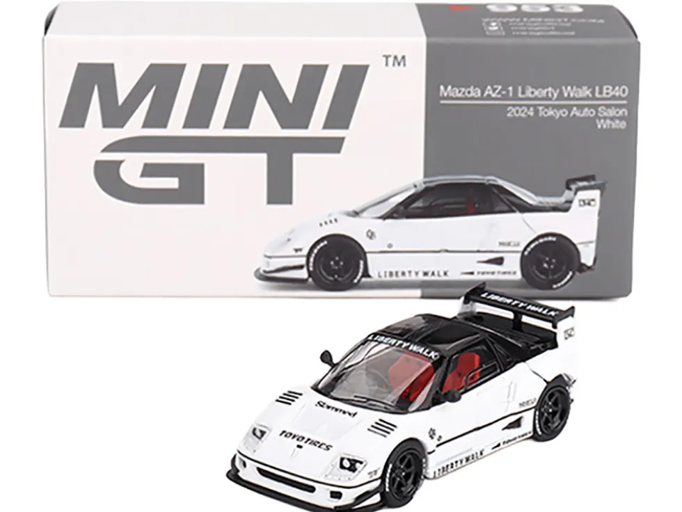 Mazda AZ-1 Liberty Walk LB40 RHD (Right Hand Drive) White with Black Top "2024 Tokyo Auto Salon" Limited Edition 1/64 Diecast Model Car by Mini GT