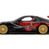 1993 Mazda RX-7 Black with Graphics "Lab Monkeys" with Saru Diecast Figure "Hollywood Rides" Series 1/24 Diecast Model Car by Jada