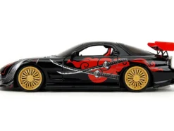1993 Mazda RX-7 Black with Graphics "Lab Monkeys" with Saru Diecast Figure "Hollywood Rides" Series 1/24 Diecast Model Car by Jada