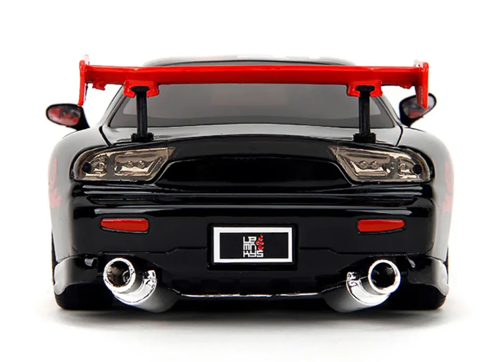 1993 Mazda RX-7 Black with Graphics "Lab Monkeys" with Saru Diecast Figure "Hollywood Rides" Series 1/24 Diecast Model Car by Jada