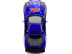 1993 Mazda RX-7 Candy Blue Metallic with Graphics and Chun-Li Diecast Figure Street Fighter Video Game Anime Hollywood Rides Series 1/24 Diecast Model Car Jada 30838