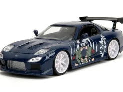 1993 Mazda RX-7 Dark Blue with Graphics and Kakashi Hatake Diecast Figure "Naruto Shippuden" (2009-2017) TV Series "Anime Hollywood Rides" Series 1/24 Diecast Model Car by Jada