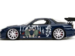 1993 Mazda RX-7 Dark Blue with Graphics and Kakashi Hatake Diecast Figure "Naruto Shippuden" (2009-2017) TV Series "Anime Hollywood Rides" Series 1/24 Diecast Model Car by Jada