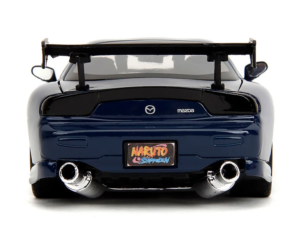 1993 Mazda RX-7 Dark Blue with Graphics and Kakashi Hatake Diecast Figure "Naruto Shippuden" (2009-2017) TV Series "Anime Hollywood Rides" Series 1/24 Diecast Model Car by Jada