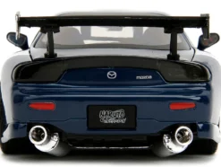 1993 Mazda RX 7 Dark Blue with Green Hood and Kakashi Hatake Diecast Figure Naruto Shippuden 2009 2017 TV Series Anime Hollywood Rides Series 1/24 Diecast Model Car Jada 34370