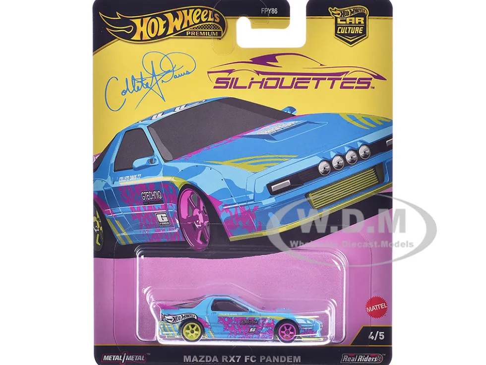 Mazda RX7 FC PANDEM Blue with Graphics "Silhouettes" Series Diecast Model Car by Hot Wheels