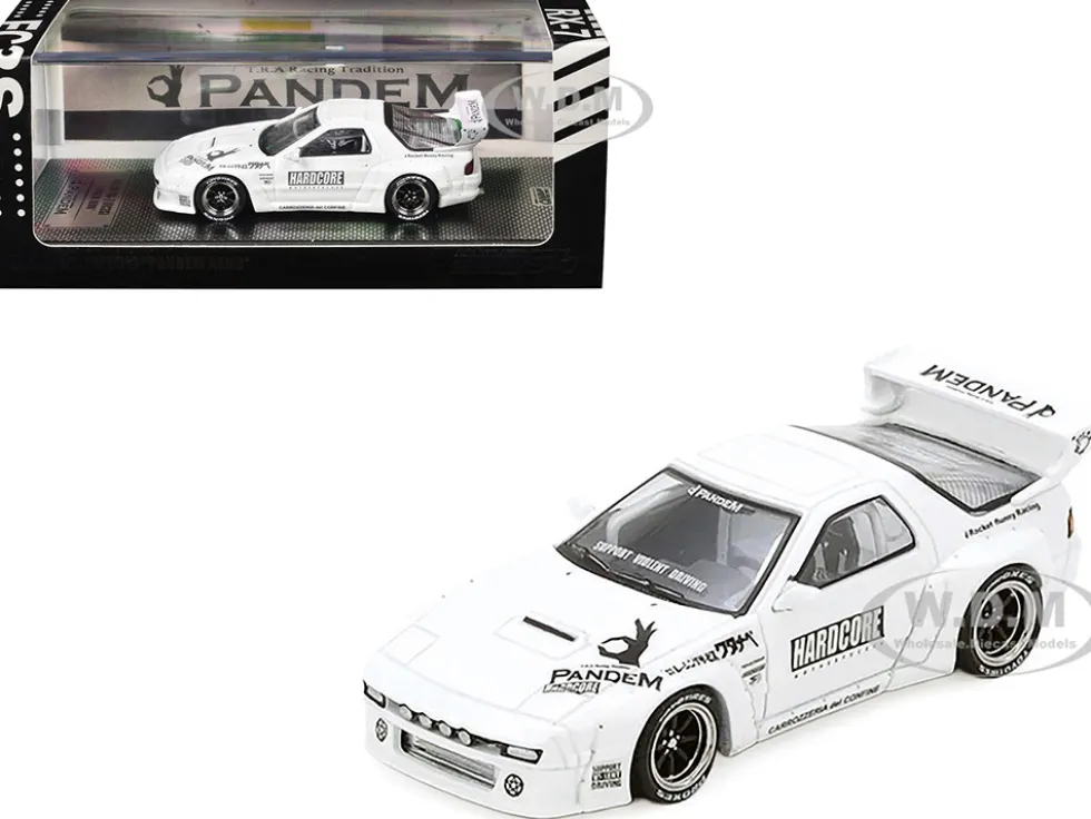 Mazda RX7 (FC3S) "Pandem Aero" Widebody Kit White with Graphics 1/64 Diecast Model Car by Inno Models