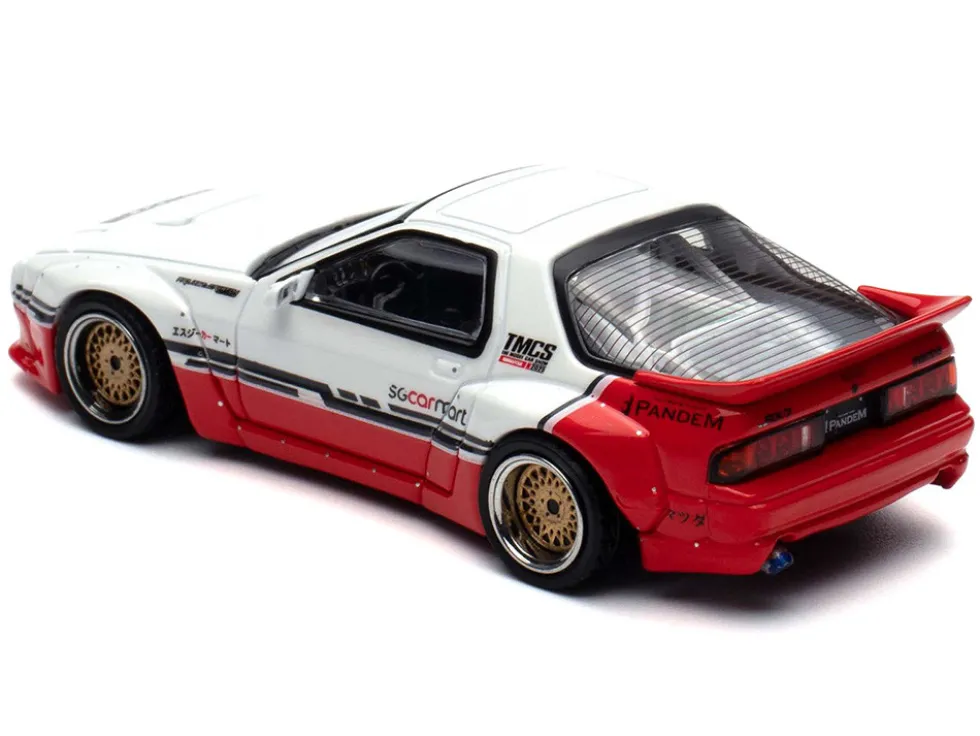 Mazda RX-7 (FC3S) "Pandem Rocket Bunny" White and Red with Black Stripes "The Model Car Show Singapore 2025 Event Edition" 1/64 Diecast Model Car by Inno Models