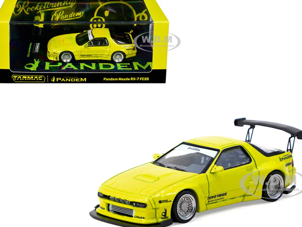 Mazda RX-7 FC3S Pandem Yellow Metallic "Road64" Series 1/64 Diecast Model Car by Tarmac Works