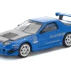 Mazda RX7 (FC3S) RE Amemiya RHD (Right Hand Drive) Blue Metallic with Carbon Hood 1/64 Diecast Model Car by Pop Race