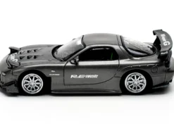 Mazda RX7 (FD) "RE Amemiya" Widebody RHD (Right Hand Drive) Gunmetal Gray Metallic with Carbon Hood 1/64 Diecast Model Car by Pop Race