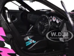 1994 Mazda RX7 (FDRS) RHD (Right Hand Drive) "Itasha Club" Black Metallic with Pink Graphics 1/18 Diecast Model Car by Solido