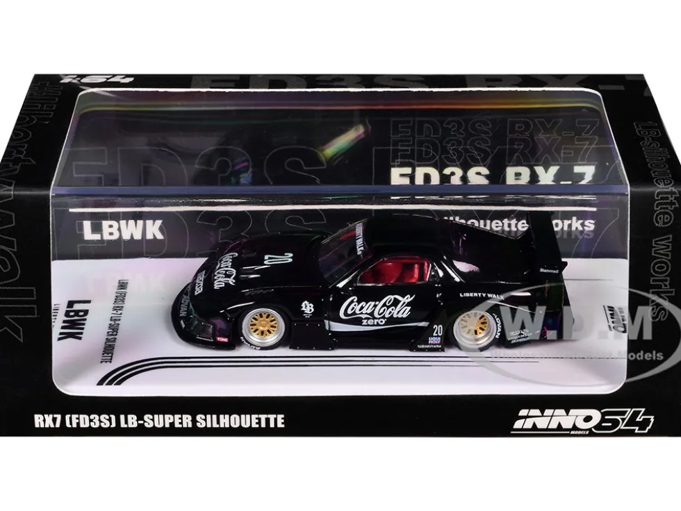 Mazda RX7 (FD3S) LB-Super-Silhouette RHD (Right Hand Drive) #20 "Coca-Cola Zero" Black 1/64 Diecast Model Car by Inno Models