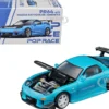 Mazda RX7 (FD3S) RE Amemiya RHD (Right Hand Drive) Light Blue with Carbon Hood "Tokyo Auto Salon 2026" 1/64 Diecast Model Car by Pop Race