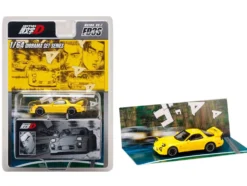 Mazda RX-7 (FD3S) RHD (Right Hand Drive) Yellow "Initial D" (1995-2013) Manga "Diorama Set Series" 1/64 Diecast Model Car by Hobby Japan