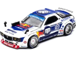 Mazda RX-7 (FD3S) RHD (Right Hand Drive) #123 "Pandem Rocket Bunny MADBUL Gen 7.3" White and Blue with Graphics "MadLab Collection 01" 1/64 Diecast Model Car by Inno Models