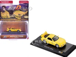 Mazda RX-7 (FD3S) RHD (Right Hand Drive) Yellow "Initial D" Manga 1/64 Diecast Model Car by Kyosho