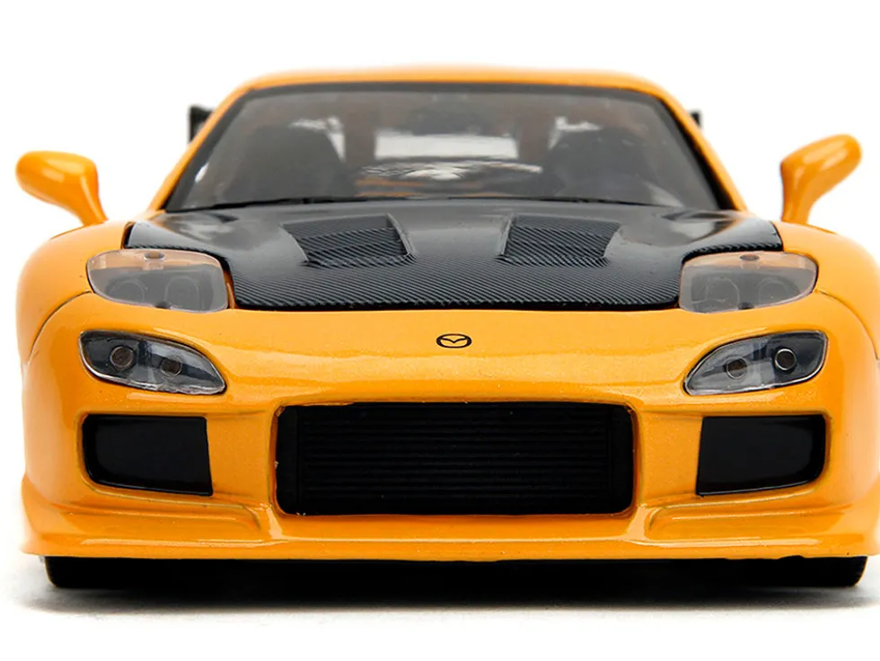 1993 Mazda RX-7 "HKS Power" Yellow with Carbon Hood "JDM Tuners" Series 1/24 Diecast Model Car by Jada