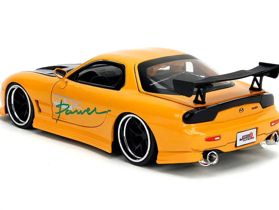 1993 Mazda RX-7 "HKS Power" Yellow with Carbon Hood "JDM Tuners" Series 1/24 Diecast Model Car by Jada