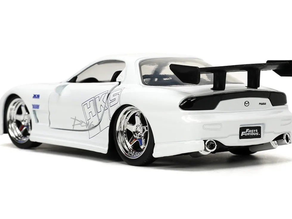 1993 Mazda RX-7 "HKS" White "The Fast and the Furious" (2001) Movie "25 Years of Fast & Furious" Series 1/32 Diecast Model Car by Jada