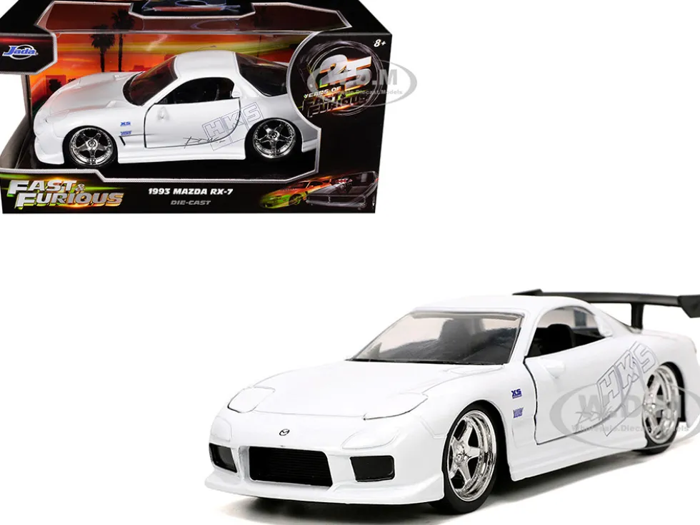 1993 Mazda RX-7 "HKS" White "The Fast and the Furious" (2001) Movie "25 Years of Fast & Furious" Series 1/32 Diecast Model Car by Jada