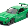 Mazda RX7 "RE Amemiya" Widebody RHD (Right Hand Drive) Green 1/64 Diecast Model Car by Pop Race